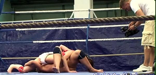  Les babes spanking and gaping while wrestling